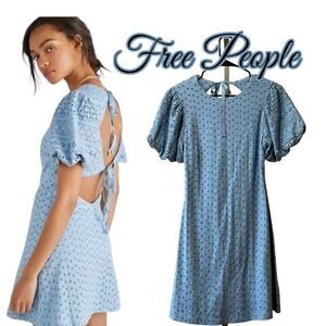 Free People Apricot Puff sleeve dress